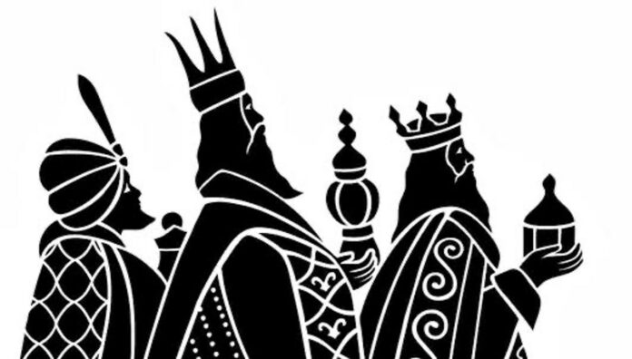 IMG_9908 Monochrome illustration of three kings, representing the historical and cultural context of frankincense used in seasonal rituals and aromatherapy