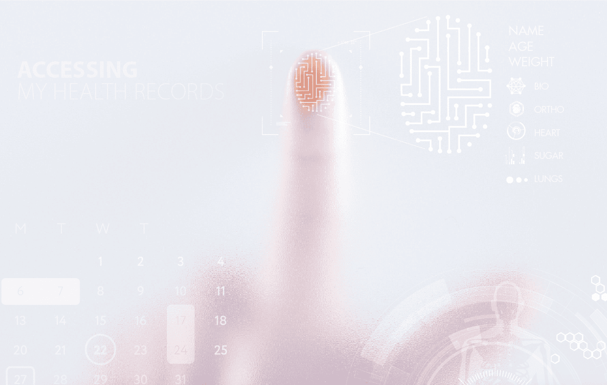 Artificial Intelligence – real opportunities Finger touching screen with data on it