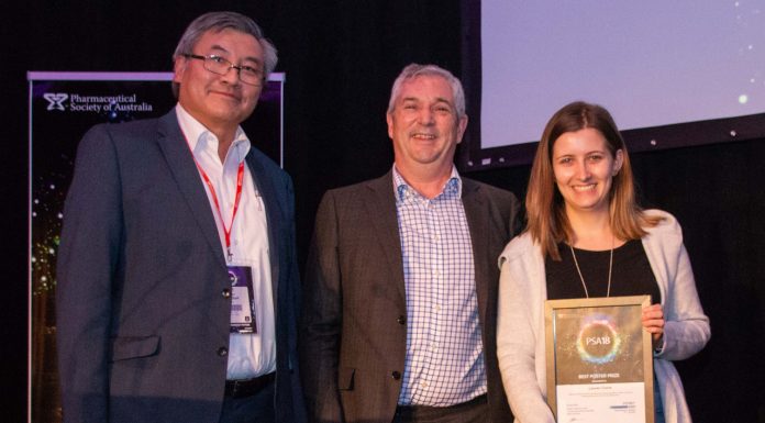Research winners for PSA18 Lauren Corre from University of South Australia accepting the Best Poster Prize