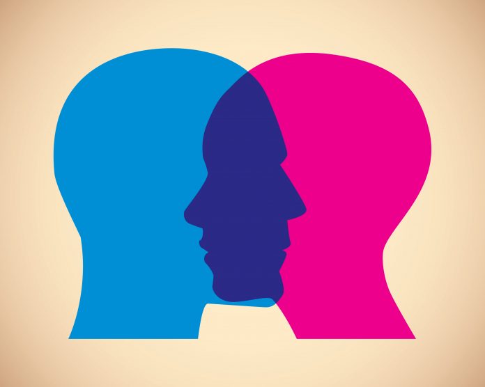 Man and Woman Faces Overlapping transgender
