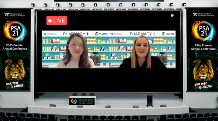 QUT student takes out 2021 Pharmacy Student of the Year 2021 Pharmacy Student of the Year winner Zoe Robinson (right) speaking with Dr Fei Sim FPS