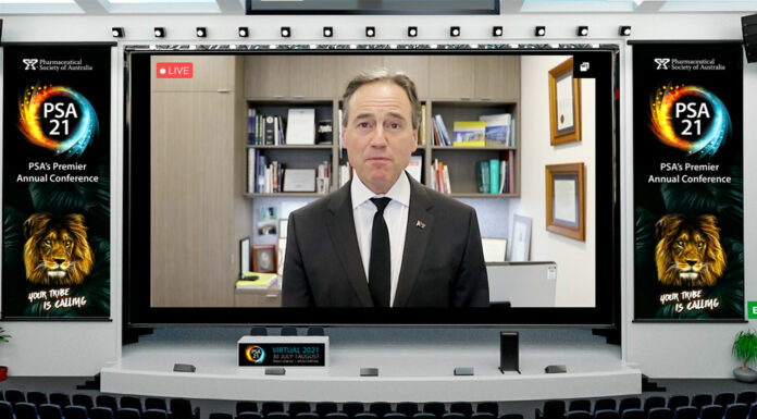 Pharmacists deliver on all fronts Federal Minister for Health and Aged Care Greg Hunt presenting at PSA21 Virtual