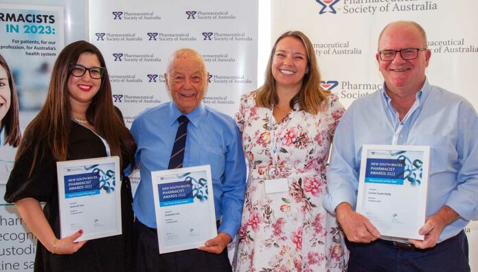 nsw-award-winners-feature PSA's NSW award winners. From left: Dr Sarira El-den MPS, Grahame Cox MPS, NSW Branch President Chelsea Felkai MPS and Luke Kelly FPS.