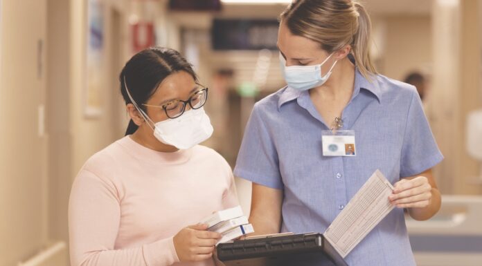 Aiming for zero medicine harm Pharmacist explaining medication information