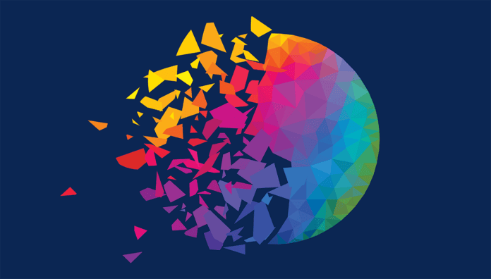 Cover crop Abstract colorful fragmented circle representing a fragmented health system and the need for collaboration