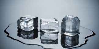 three melting ice cubes