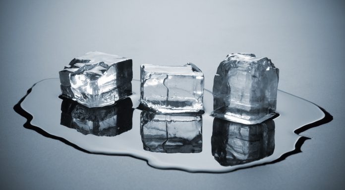 three melting ice cubes