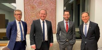 PSA's lead 7CPA negotiator Dr Shane Jackson, CEO Mark Kinsella and National President Associate Professor Chris Freeman with Federal Health Minister Greg Hunt.