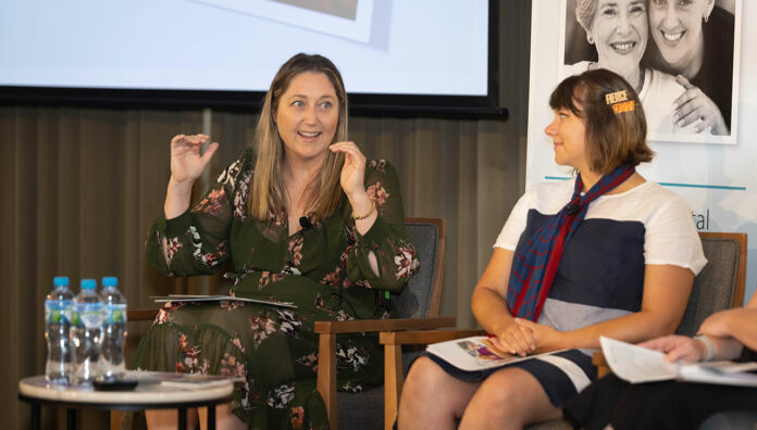 Pharmacist and federal MP Emma McBride MPS (left) with PSA NSW Branch President Chelsea Felkai MPS during a panel discussion.