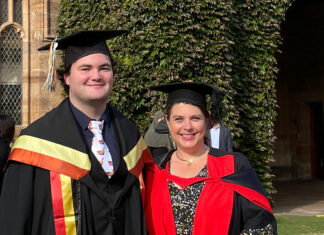 Graduation day: Alexander Burke MPS with Associate Professor Rebekah Moles