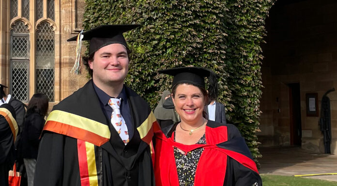 Graduation day: Alexander Burke MPS with Associate Professor Rebekah Moles