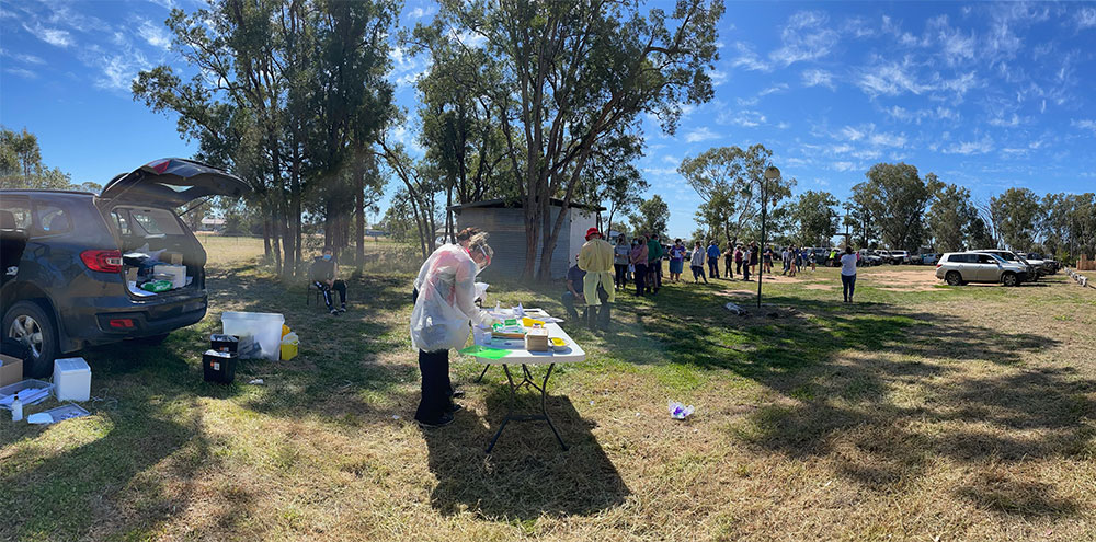 An outdoor vaccination station